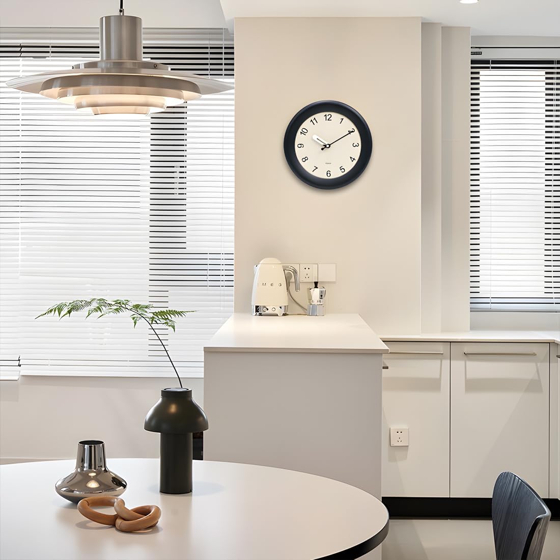 Kesin Wooden Wall Clock 12 Inch Silent Non Ticking Wall Clocks Battery Operated Simple Modern Small Analog Clocks Decorative for Kitchen, Living Room, Home,Bedroom, Office (Black)