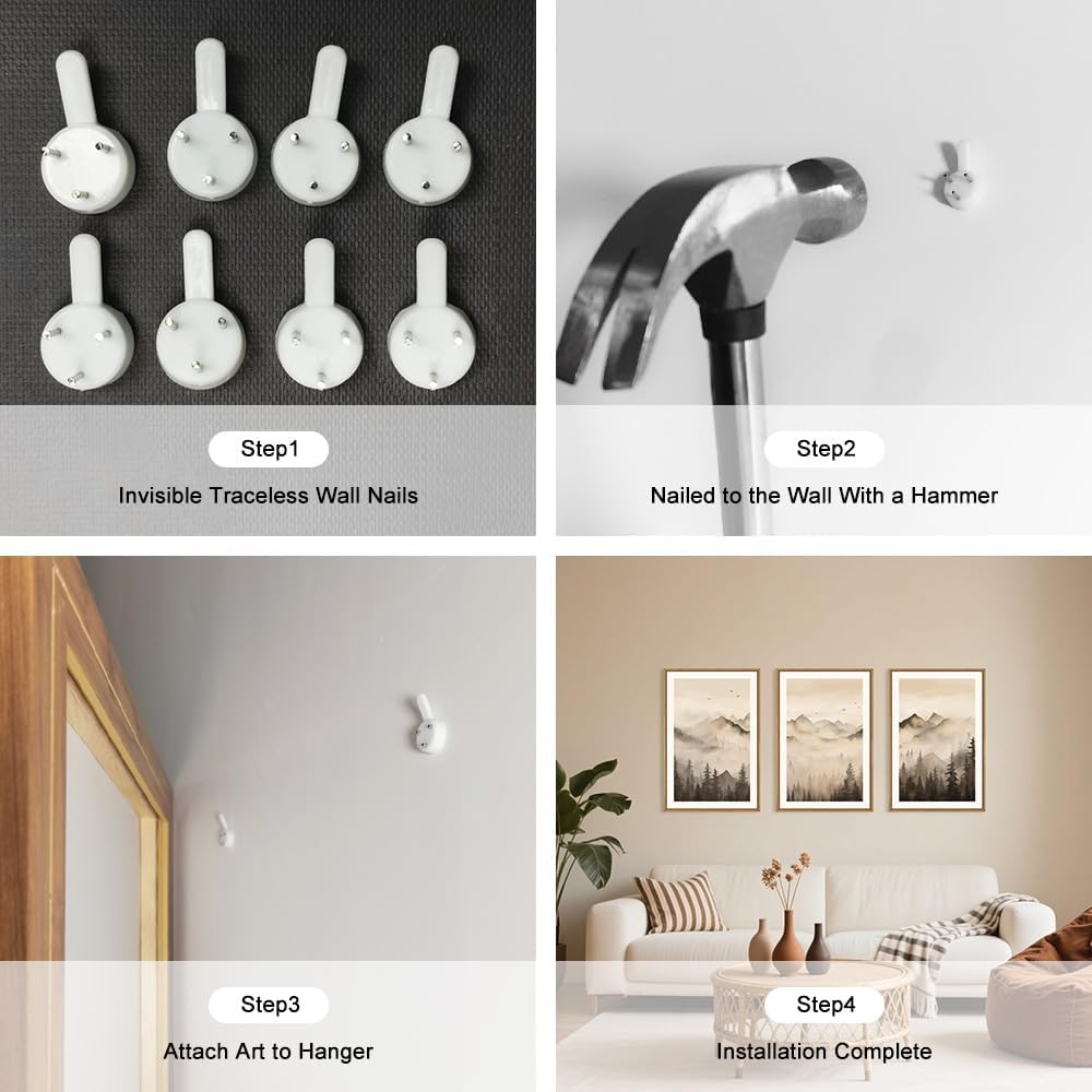 Celestdeco Nature Misty Forest Framed Canvas Wall Art Set, Foggy Landscape Wall Decor, Watercolor Pine Tree Wall Painting, Large Mountains Art Print for Living Room, Bedroom, Office - 24"X36"X3