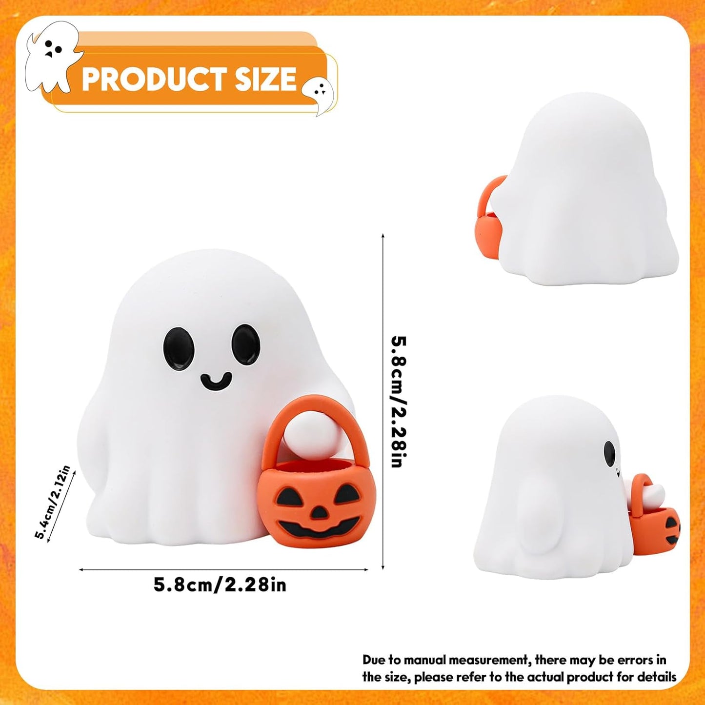 Halloween Ghost Figurine, Funny Spooky Resin Ghost with Pumpkin Basket Statue, Cute Decor for Halloween Decorations Indoor, Porch and Indoor Spooky Home Decor Gifts
