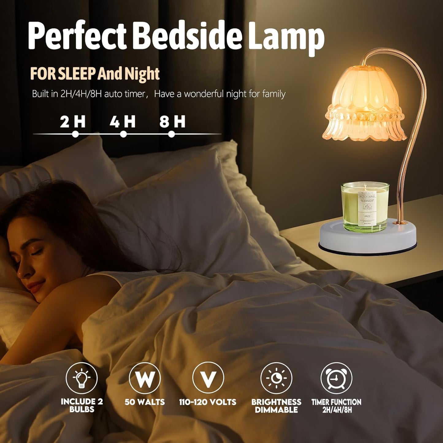 GEEZO Fragrance Candle Warmer Lamp,Electric Candle Warmer with Timer & Dimmer,Mom Christmas Birthday Gifts for Women, House Warming Gifts New Home Bedroom Decor