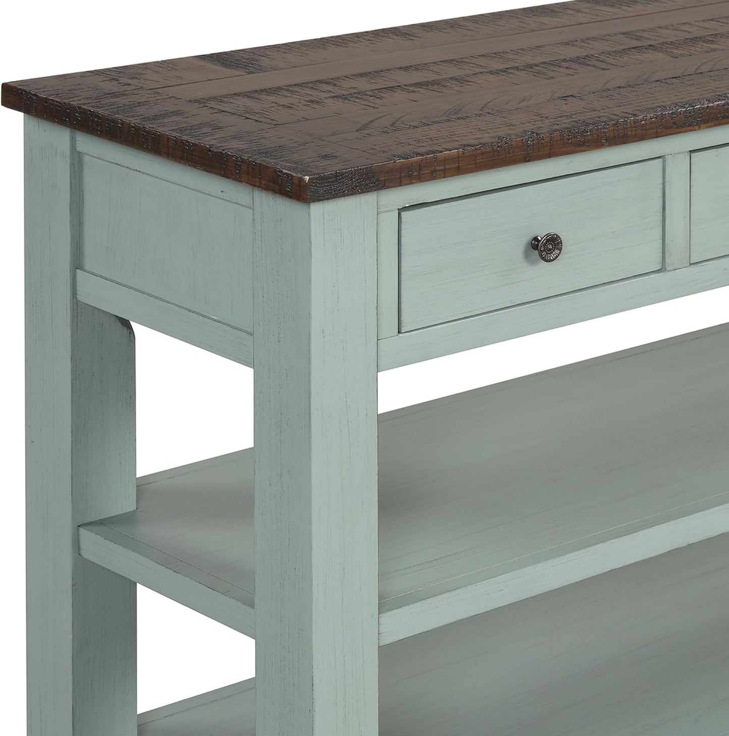 Farmhouse Wood Entryway Console Table 48-Inch Modern Sofa Entry Table with Drawers and Storage Shelves for Entrance Living Room (Green)