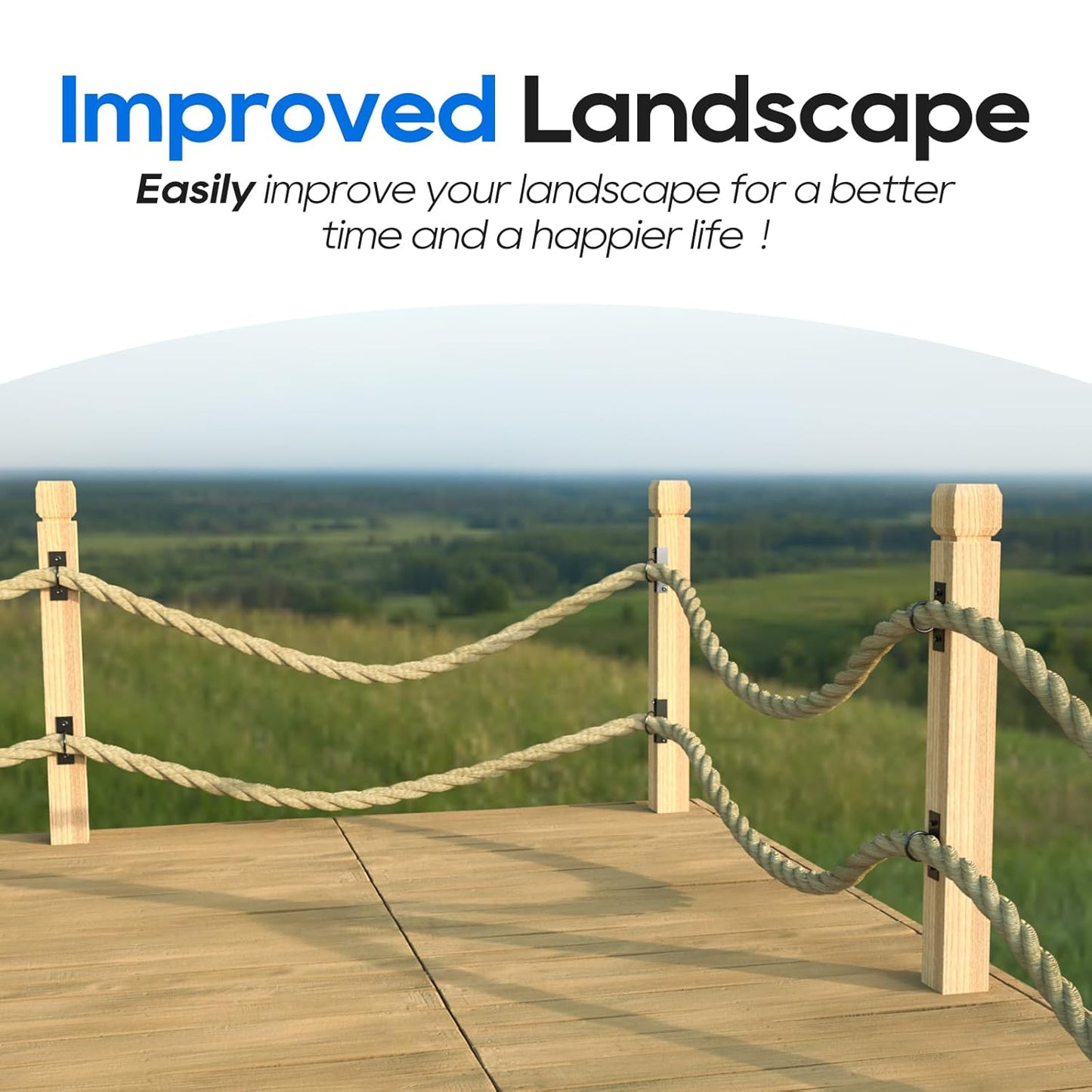 4Pack 2inch Rope Support Holder for Corner Post Drop Ring Brackets Stainless Steel Decorative for Hemp Rope Fencing Stair Deck Railing Ceiling Hook