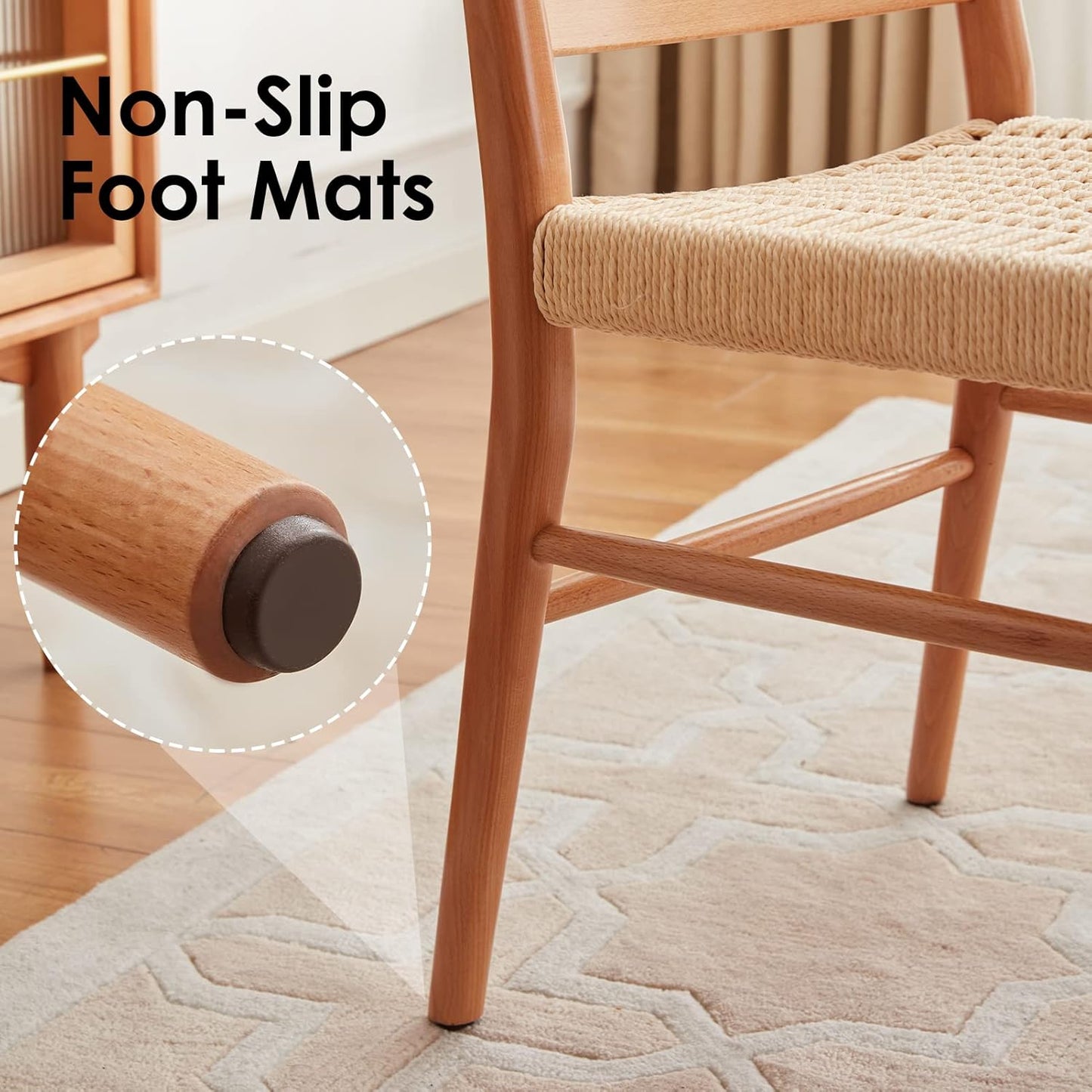 STARY Wood Rattan Dining Room Chairs with Comfortable Woven Seat,Fully-Assembled