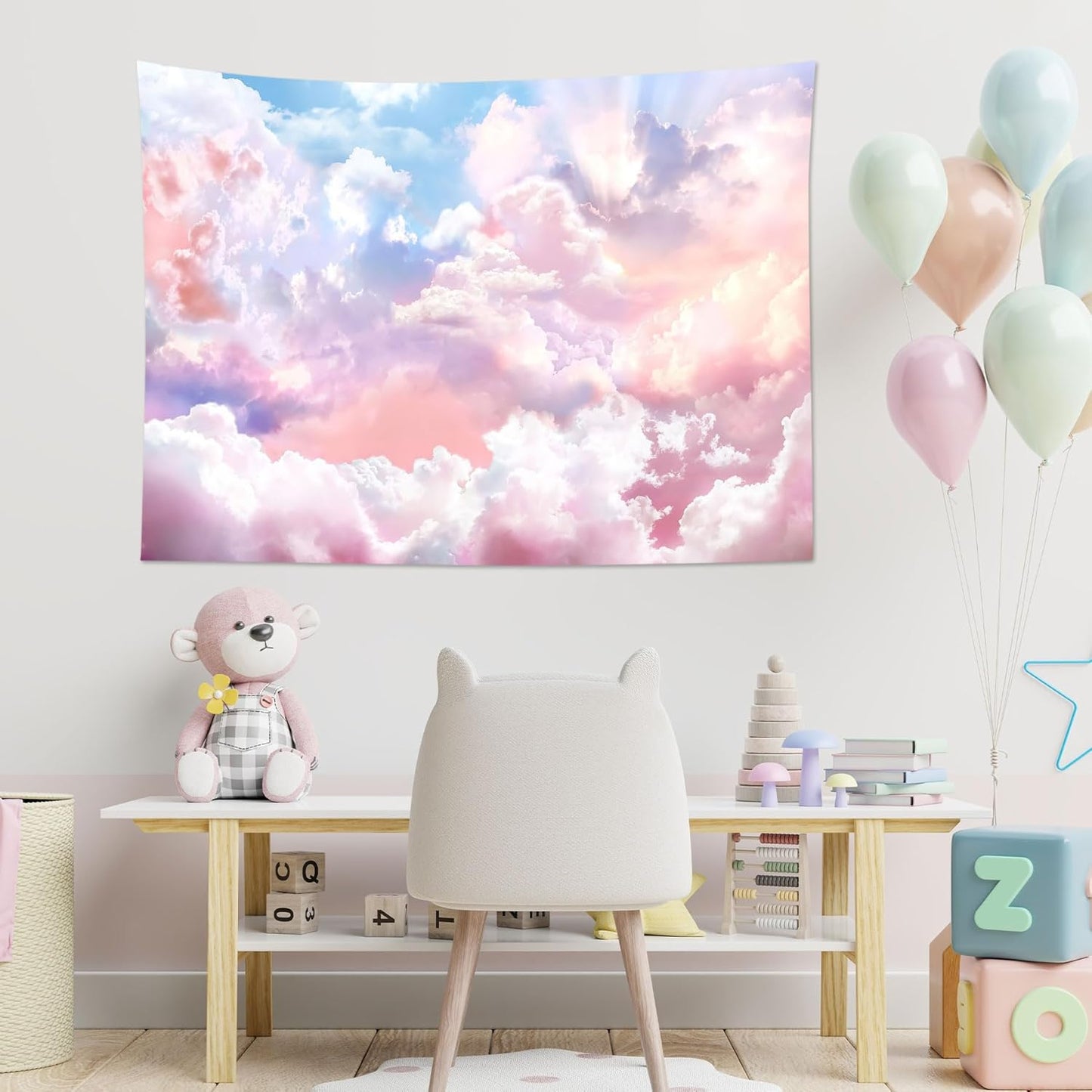 HVEST Pink Cloud Tapestry Colorful Abstract Clouds Natural Landscape Tapestries Wall Hanging for Bedroom Living Room Teen Dorm Indie Decor Poster Blanket,60x40 Inches