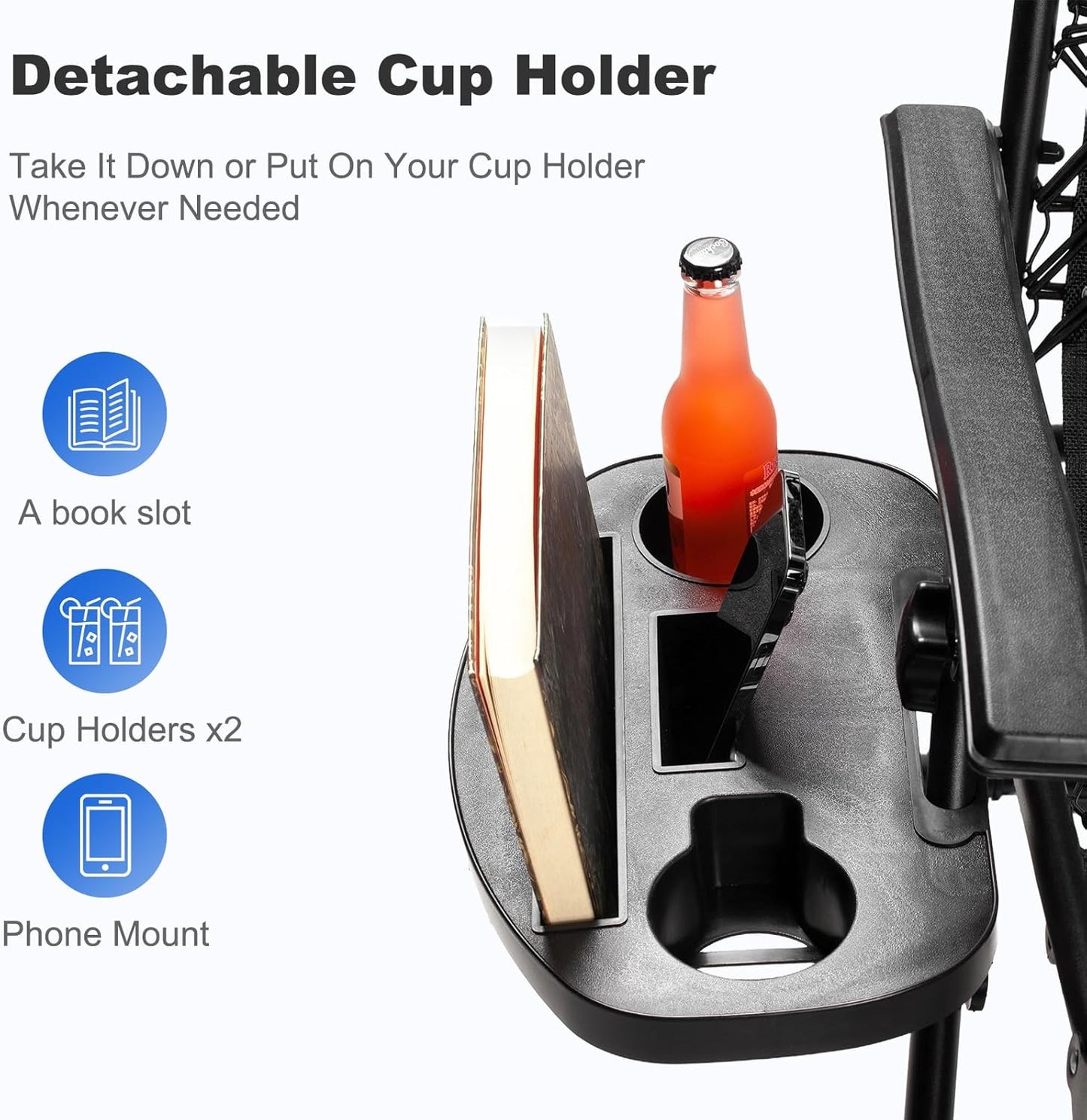 Nazhura Set of 2 Relaxing Recliners Patio Chairs Adjustable Steel Mesh Zero Gravity Lounge Chair Beach Chairs with Pillow and Cup Holder (Light Blue Stripe)