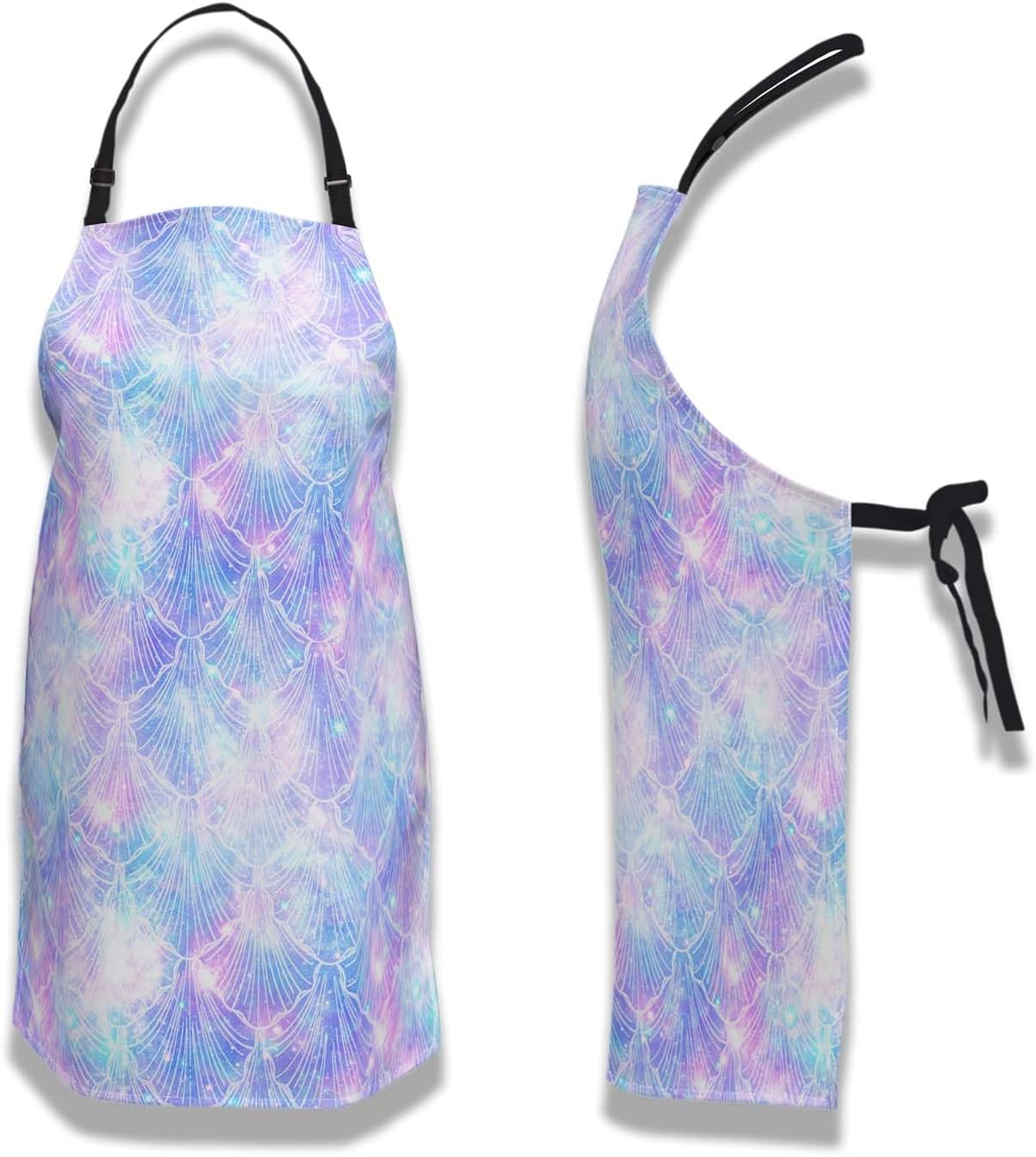 Garden Apron for Men Mermaid Galaxy Vintage Aprons for Women for Kitchen Cooking Restaurant BBQ Painting Crafting Gardening 27” (W) x 31” (H), Waterproof Aprons