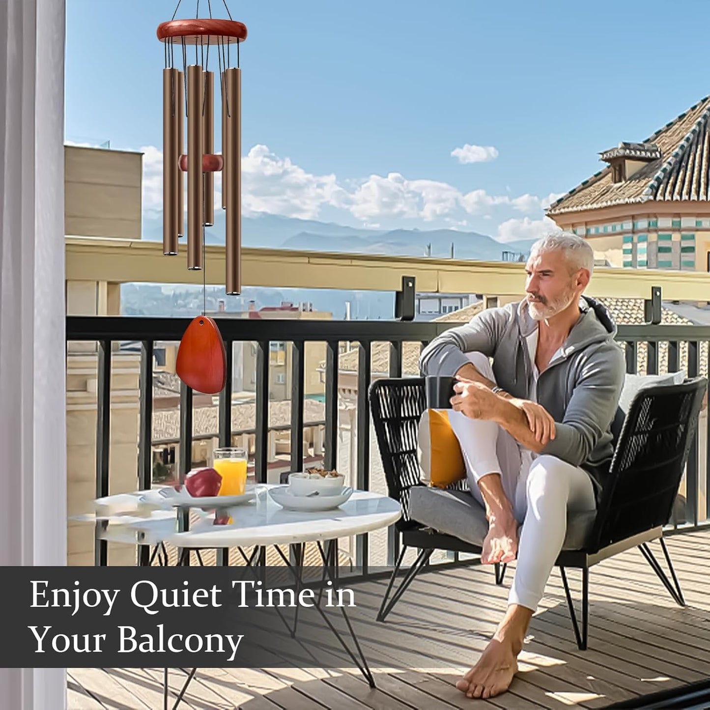 28" Wind Chime for Mothers Day, Decorative Wind Chimes for Outside, Memorial Windchimes Remembrance Gift for Women Mom Grandma, Metal Wind Chimes Outdoor Decor for Garden Patio Zen(Coffee)