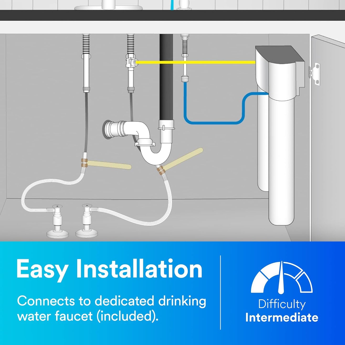 Aqua-Pure 3MDW301 Under Sink Dedicated Faucet Water Filter System, for Lead, VOC's, Microplastics, Cysts, Bad Taste and Odor, Asbestos, MTBE and TTHM Reduction, Includes Faucet