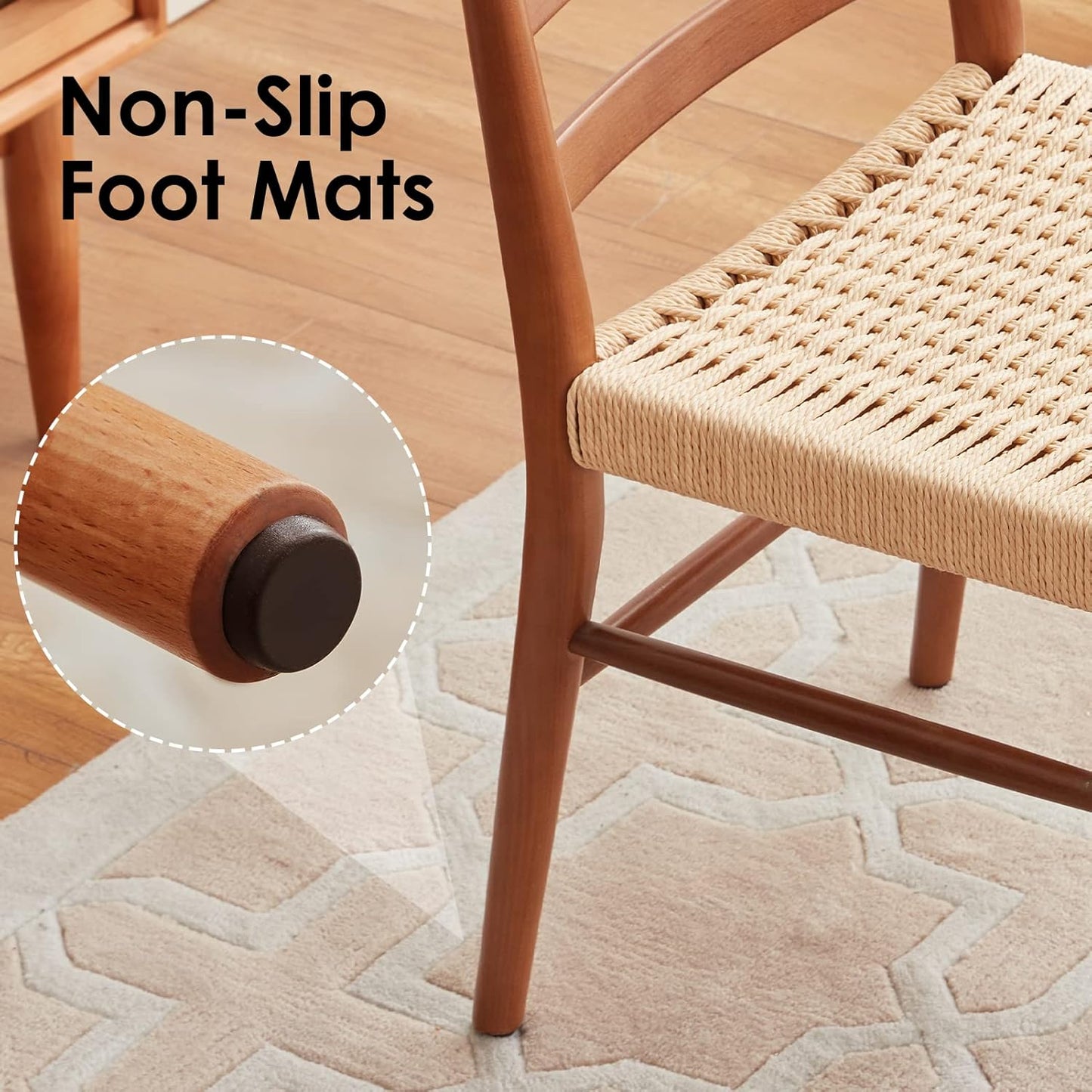 STARY Wood Rattan Dining Room Chairs with Comfortable Woven Seat,Fully-Assembled