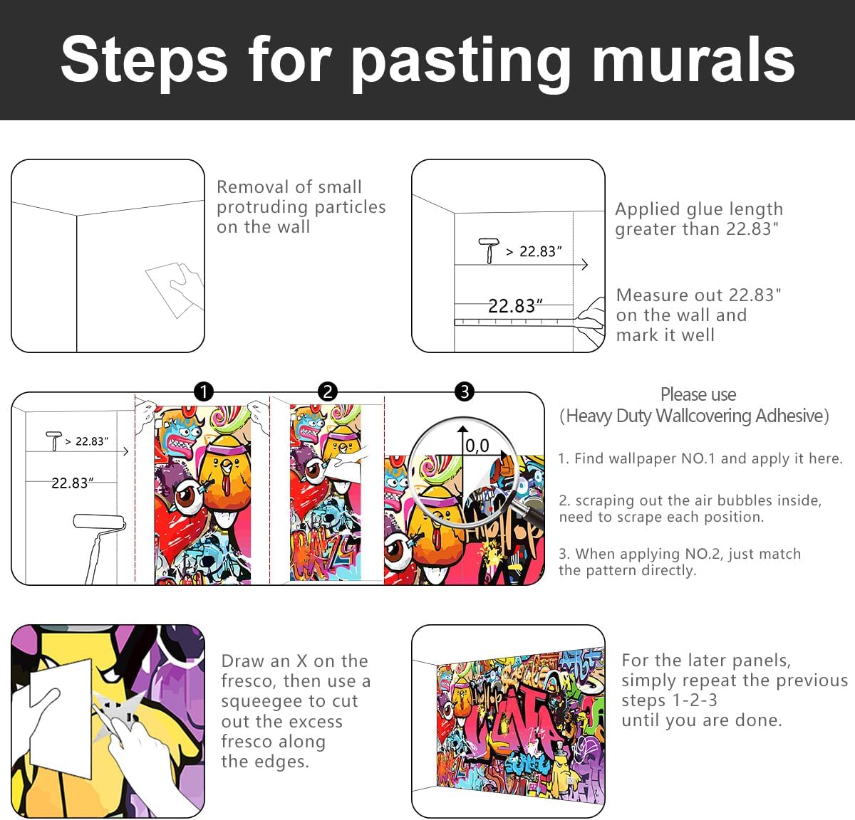 -Street Art Graffiti Wallpaper Fabric Wallpaper Living Room Bedroom Bathroom Boys Girls Children's Room Abstract Large Wall Mural- 183"x120"( not Peel and Stick)