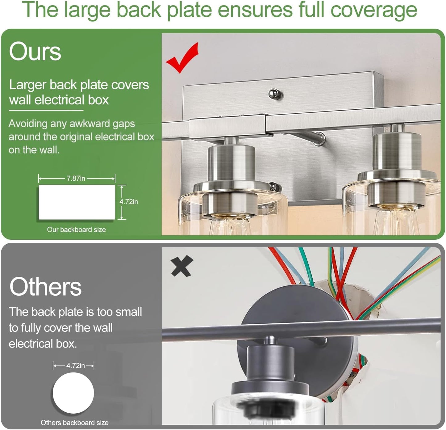 5-Light Bathroom Light Fixtures, Brushed Nickel Bathroom Vanity Light with Clear Glass Shades, Modern Bathroom Wall Lamp for Mirror Living Room Cabinet Bedroom Porch