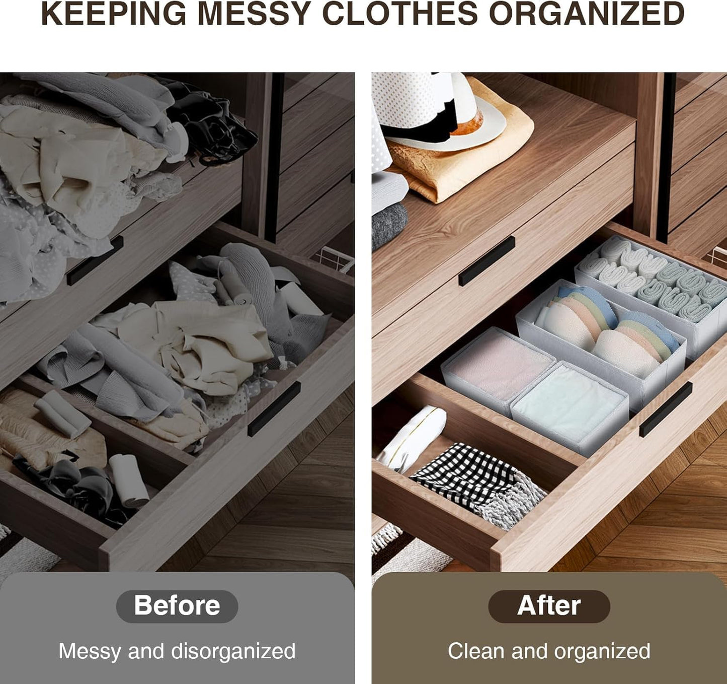 DIMJ Drawer Organizer Clothes 15 Pack - Foldable Baby Organizers and Storage & Dresser Organizer for Bedroom, Closet - Nursery Organization Dresser Dividers for underwear, Sock,Bra, Belt, Tie, White