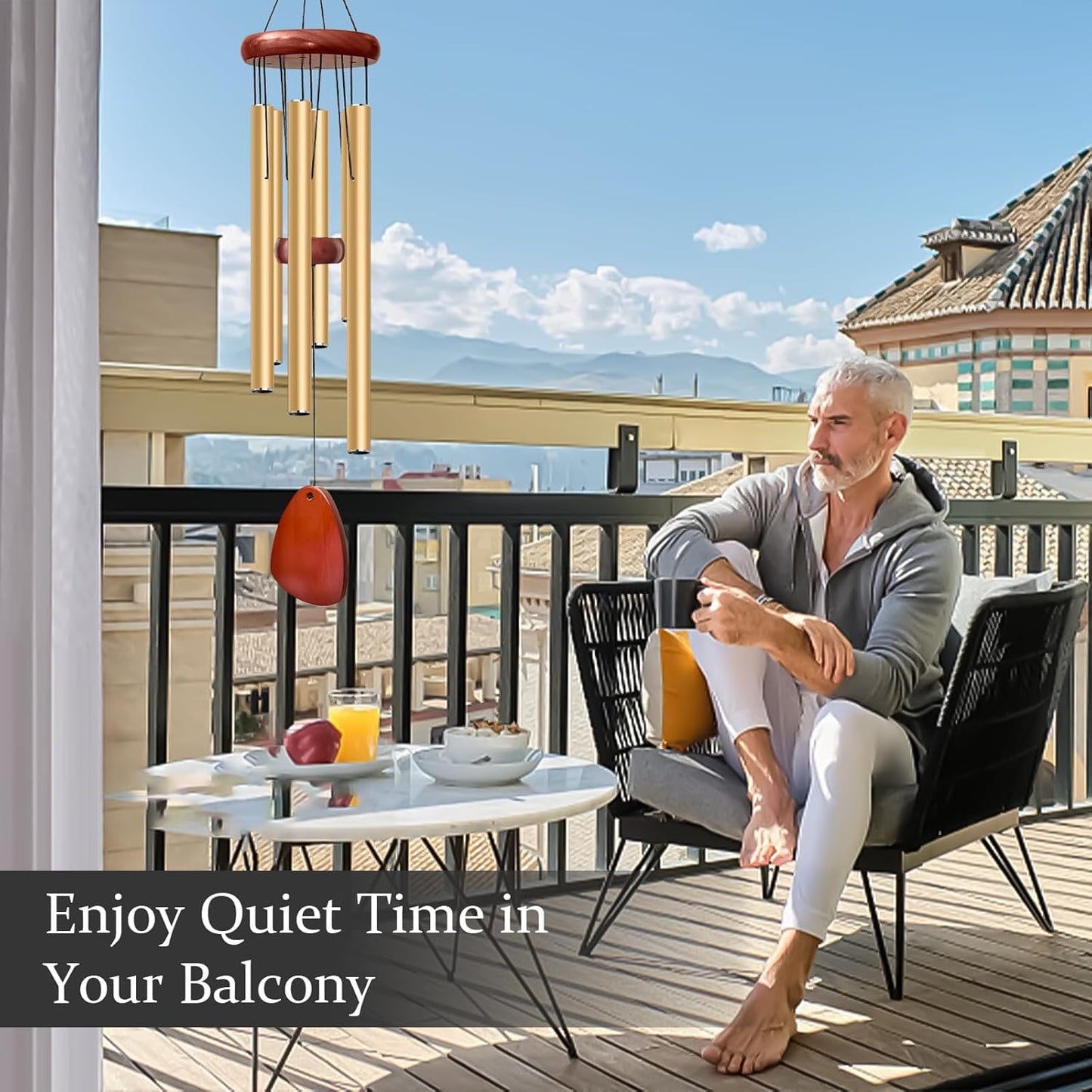 28" Wind Chime for Mothers Day, Decorative Wind Chimes for Outside, Memorial Windchimes Remembrance Gift for Women Mom Grandma, Metal Wind Chimes Outdoor Decor for Garden Patio Zen(Gold)