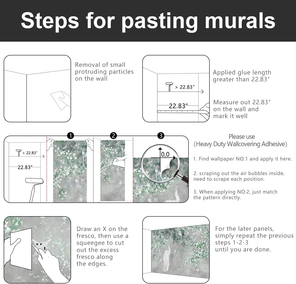 -Green Leaf Botanical Peacock Fabric Wallpaper Wallpaper Living Room Bedroom Bathroom Grey Plant Large Wall Mural- 160"x108"( not Peel and Stick)