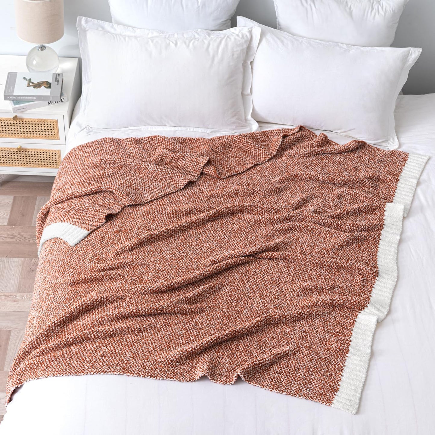 MIULEE Fall Rust Super Soft Throw Blanket for Bed, Twin Size Cozy Fluffy Warm Blankets Knit Blankets for Couch, Sofa, Chair, Living Room, Camping, Picnic, 60 x 80 inch