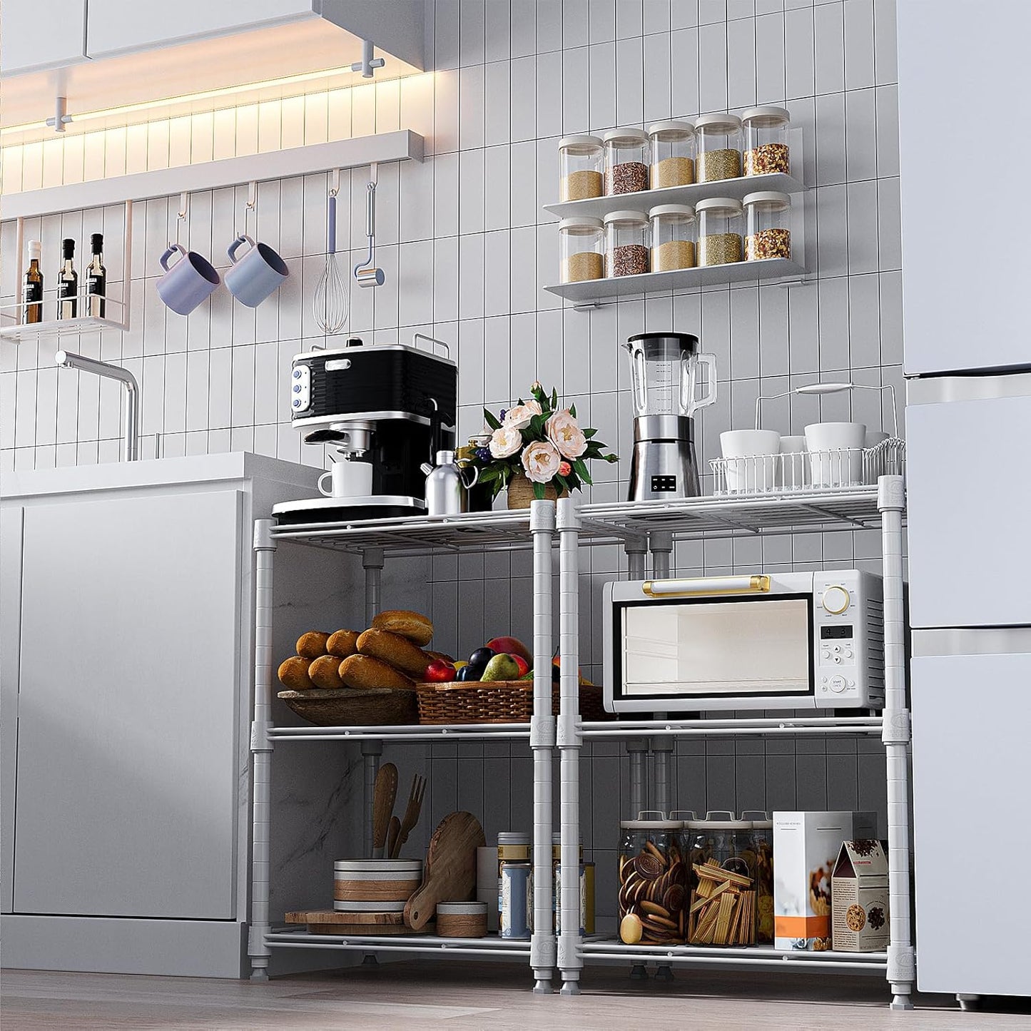 450 lbs Wire Storage Shelving 3-Tier Utility Shelving Unit Steel Organizer Wire Rack for Home,Kitchen,Office,White (11.8" D x 17.7" W x 26.4" H)