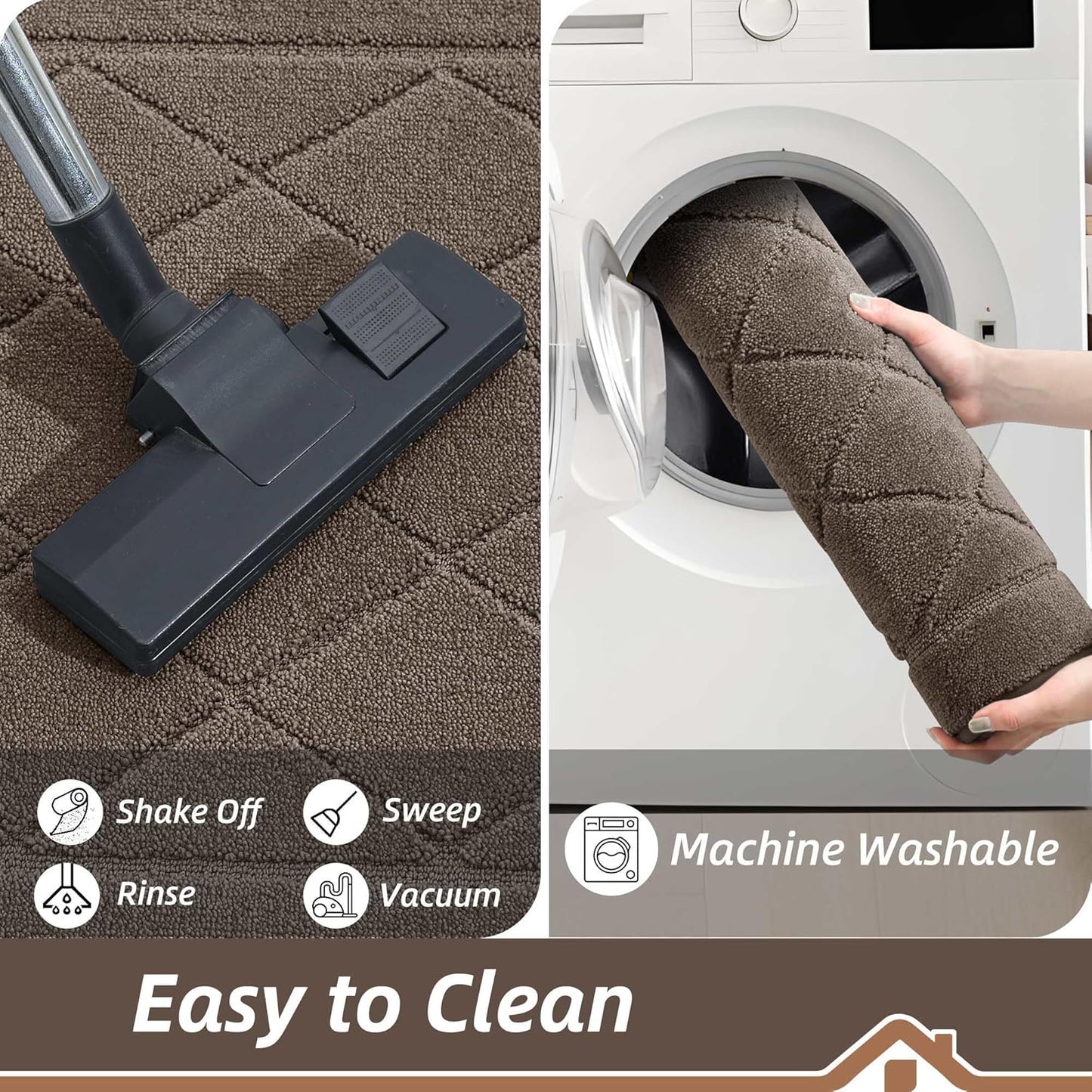 BEQHAUSE Dirt Trapper Door Mat 24" x 60", Doormat Non-Slip Entryway Rugs Washable, Dog Door Mat Stain Resistant and Absorbent Welcome Floor Mat for Front Back Door, Muddy Wet Shoes & Paws, Light Brown