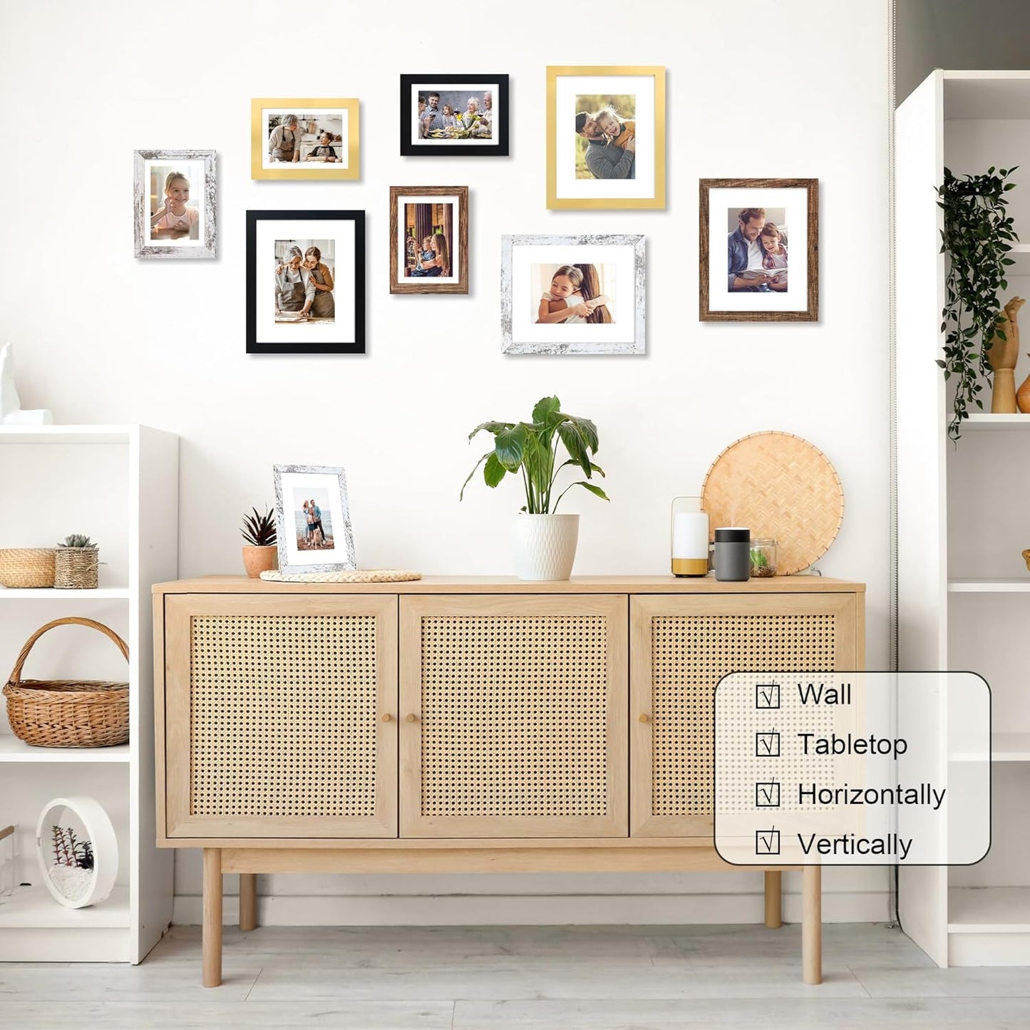 4x6 Picture Frame Set of 4, 4 x 6 Wood Photo Frames with Mat for 3.5x5, Wooden Frame with Real Glass Cover for Wall and Tabletop Display,Gold