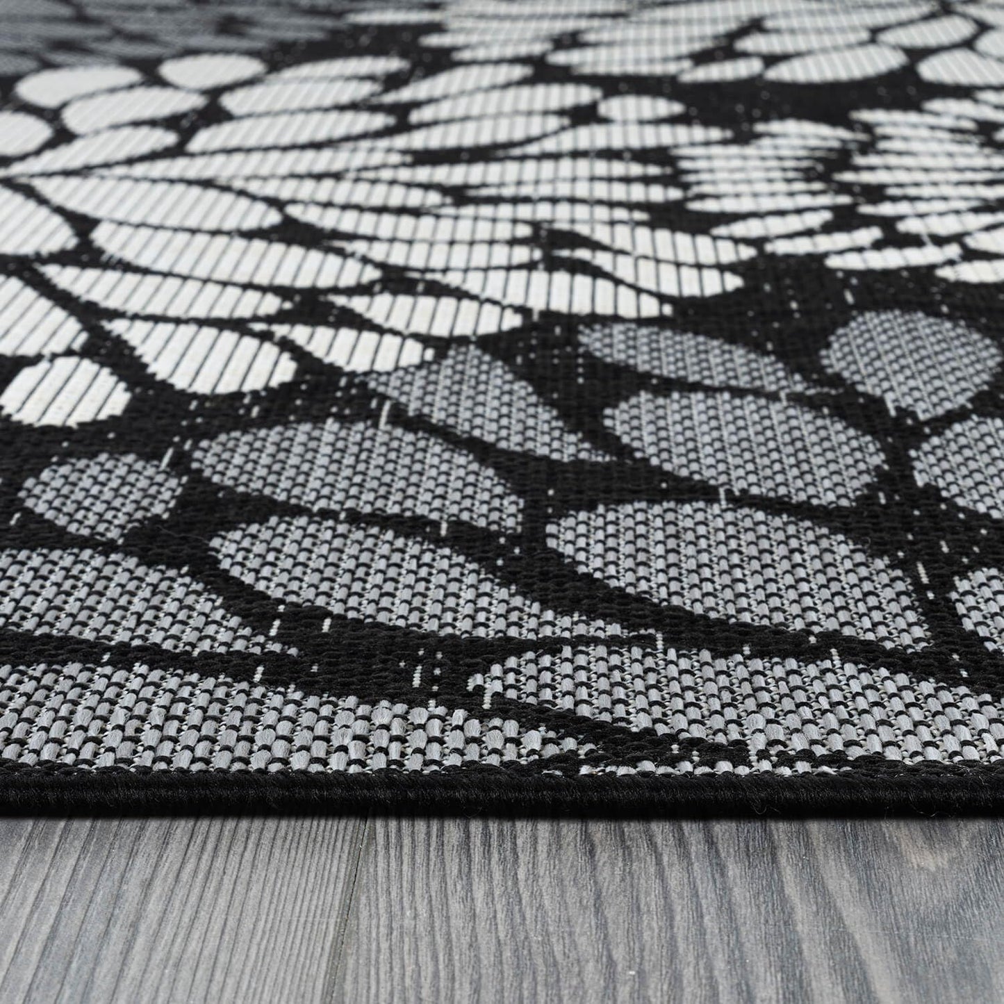 Beverly Rug Outdoor Rug 10x14 Modern Exotic Tropical Leaf Area Rugs for Indoor and Outdoor Patio Deck Porch Garden Water Resistant Washable Outside Carpet (10 x 14 Dark Gray)