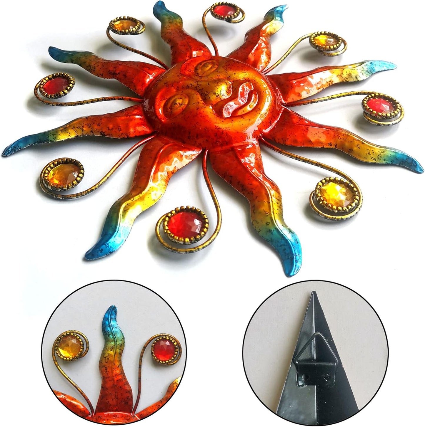 Limygus Metal Wall Art Sculpture, Set of 3 - Celestial Wall Decoration - Sun Moon Star Decorative Silhouette - Waterproof Wall Hanging Decor for Home Office, Bedroom, Bathroom, Living Room