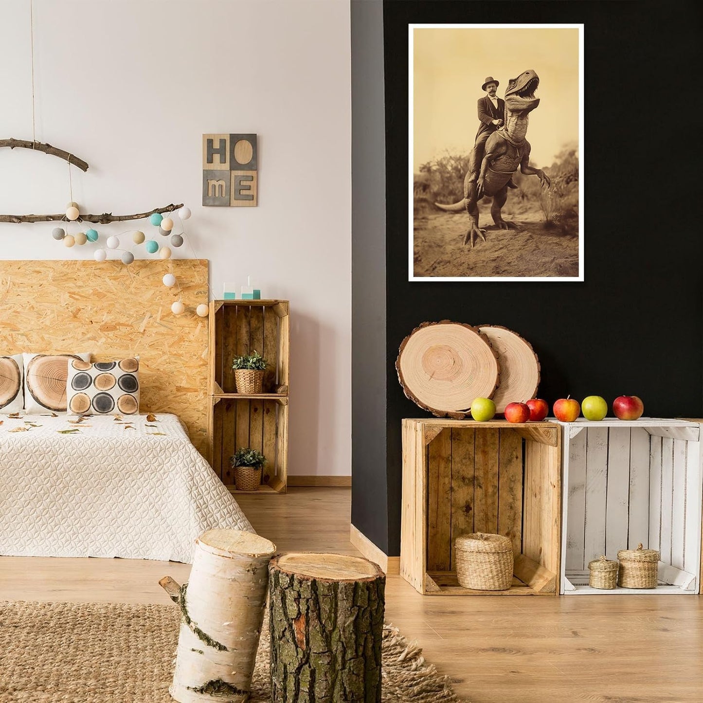 Generic Goth Decor Antiqued Wicca Art Poster Dark Academy Dinosaur And Cowboy Canvas Wall Art Horror Posters Spooky Indoor Art Family Bedroom Office Space Decor 16X24inch Unframed