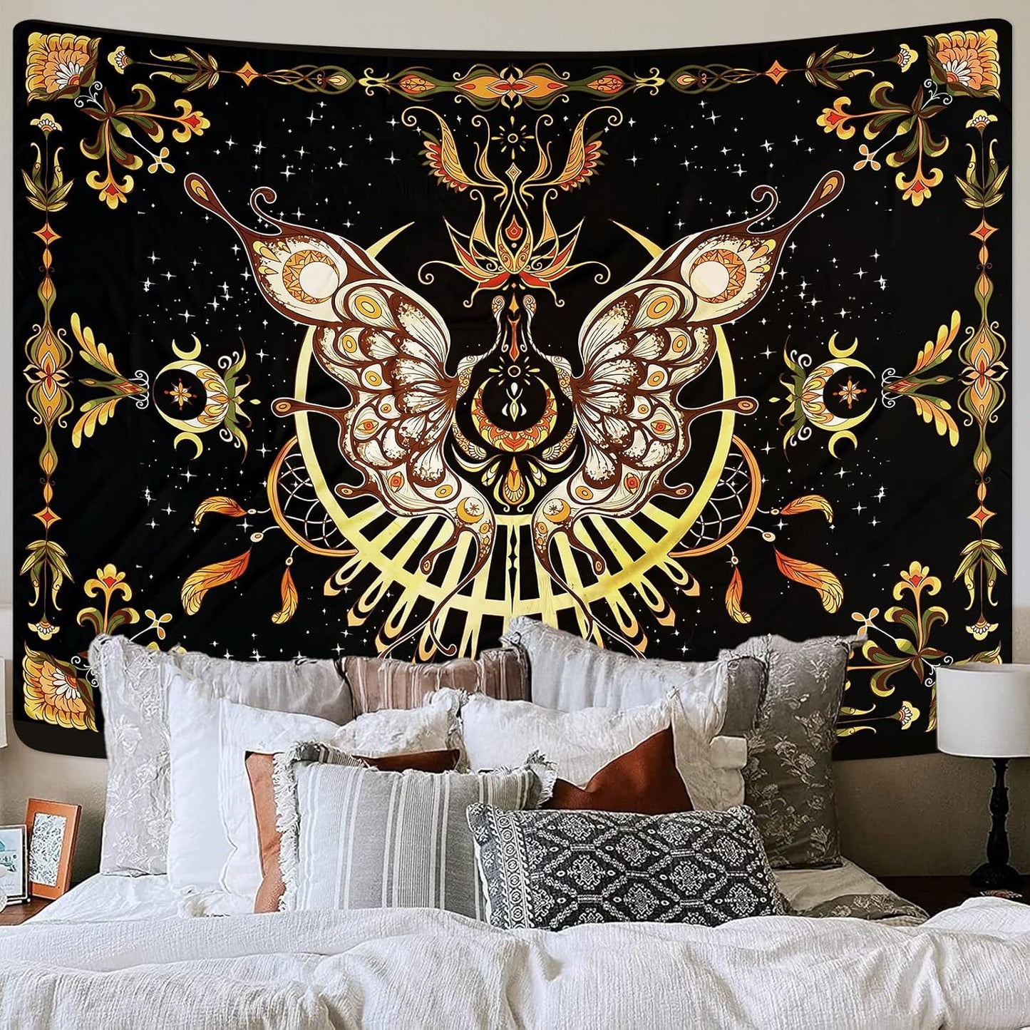 CHDGDHC Butterfly Tapestry - Moth Wall Hanging, UV Resistant, Waterproof, Machine Washable, Lightweight, Psychedelic Bedroom Aesthetic Decor for Bedroom, Living Room, Yoga Room - 79.92x59.84 Inch