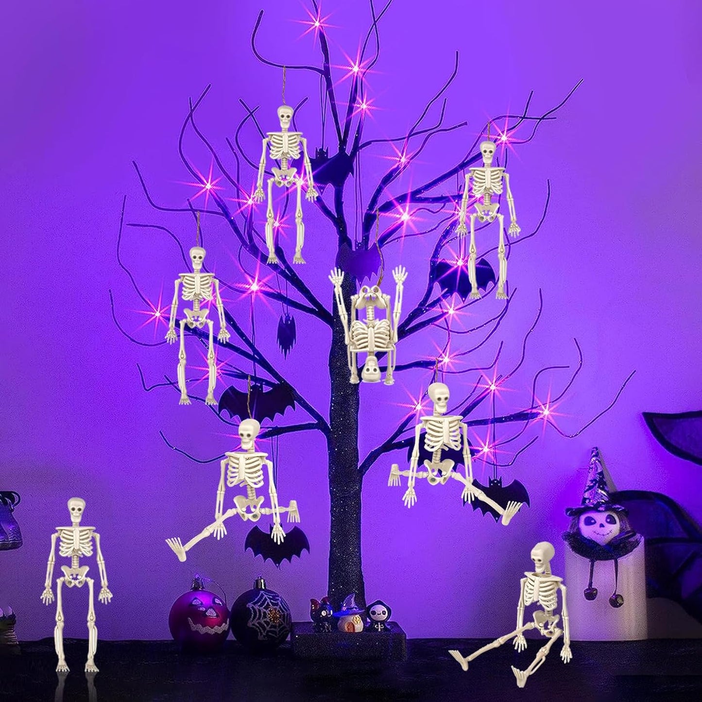 10 Pcs Halloween Mini Skeleton Figurine Decoration,6”Halloween posable Skeleton Decor,Small Plastic Skeleton Figure for Spooky Home Decor Haunted House Decorations Party Favors
