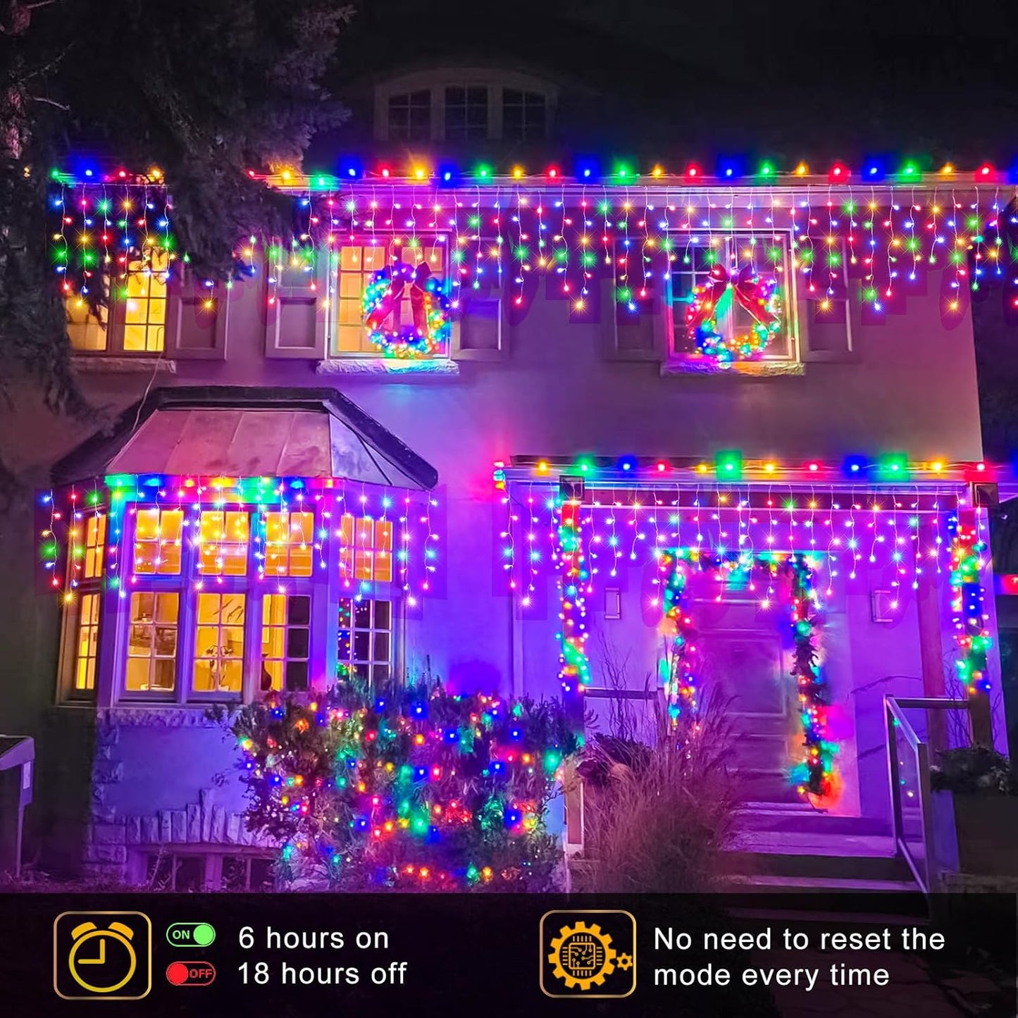 Icicle Christmas Lights Outdoor, 66FT 640 LED Icicle Lights for Outside with 8 Modes Timers, Waterproof Plug in Connectable String Light for Indoor Home Fence Yard Party Decorations, Multicolor