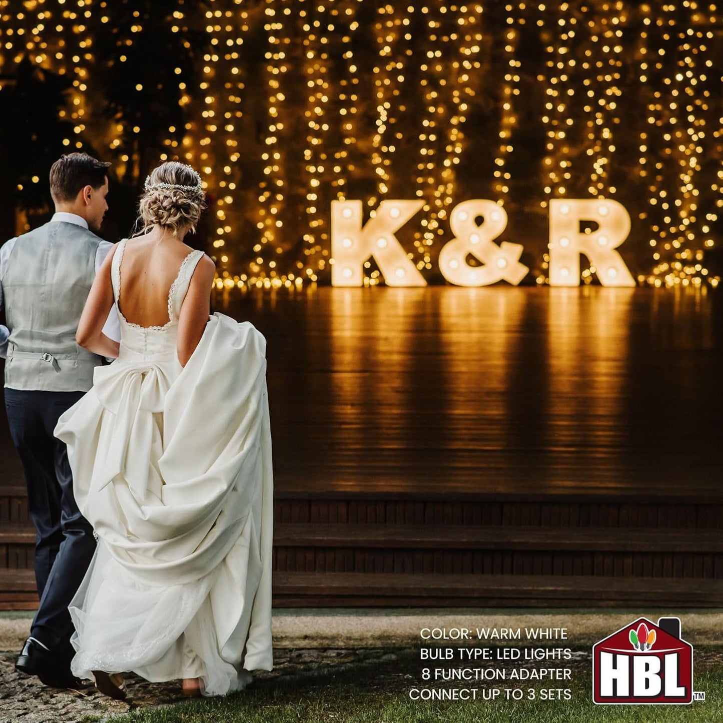 Belle Luci 608-Bulb Warm White Connectable LED Curtain Lights Outdoor Porch Decor 4'X7'