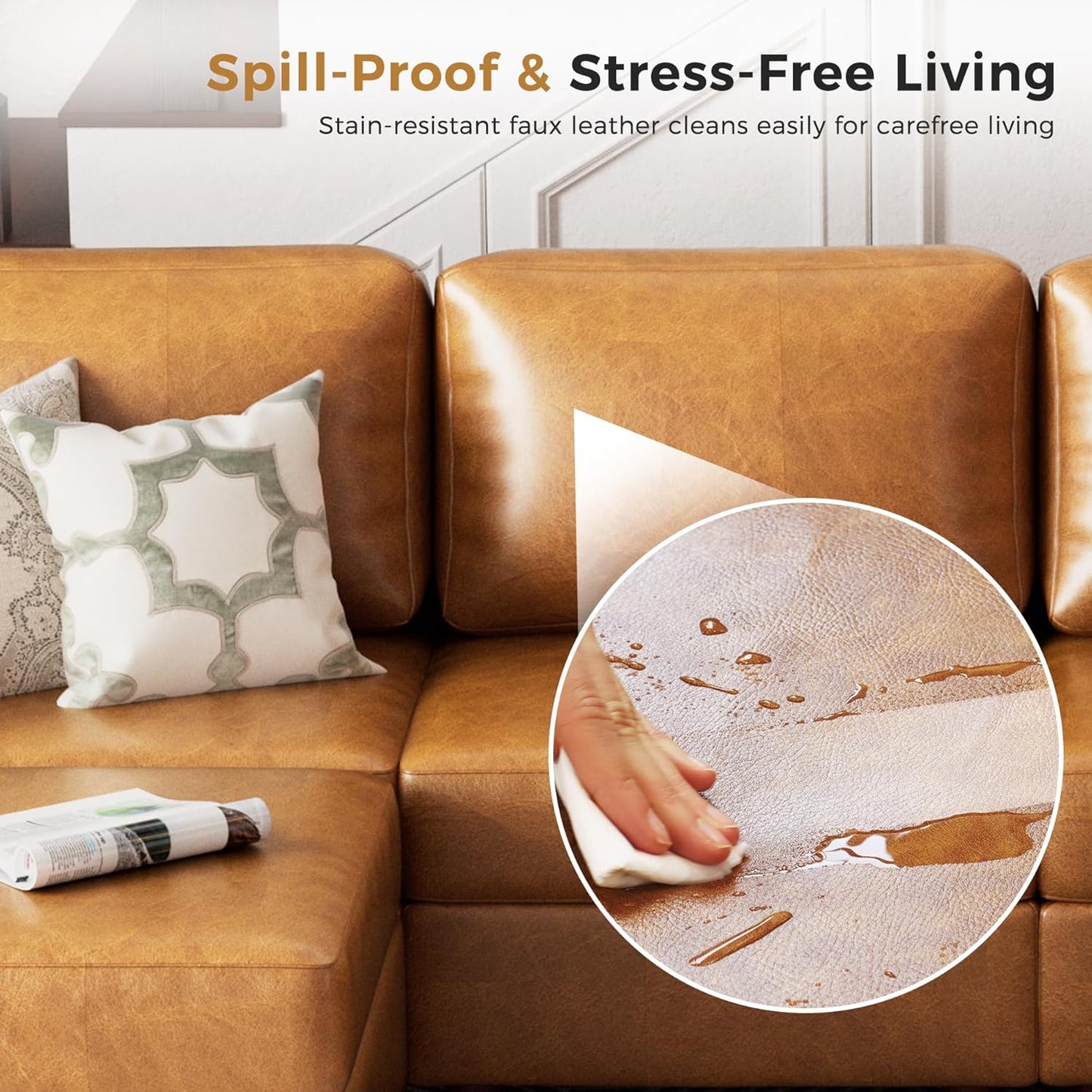 Faux Leather Oversized Accent Chair with Storage Deep Seat Single Sofa Large Reading Armchair for Living Room Bedroom Office Brown