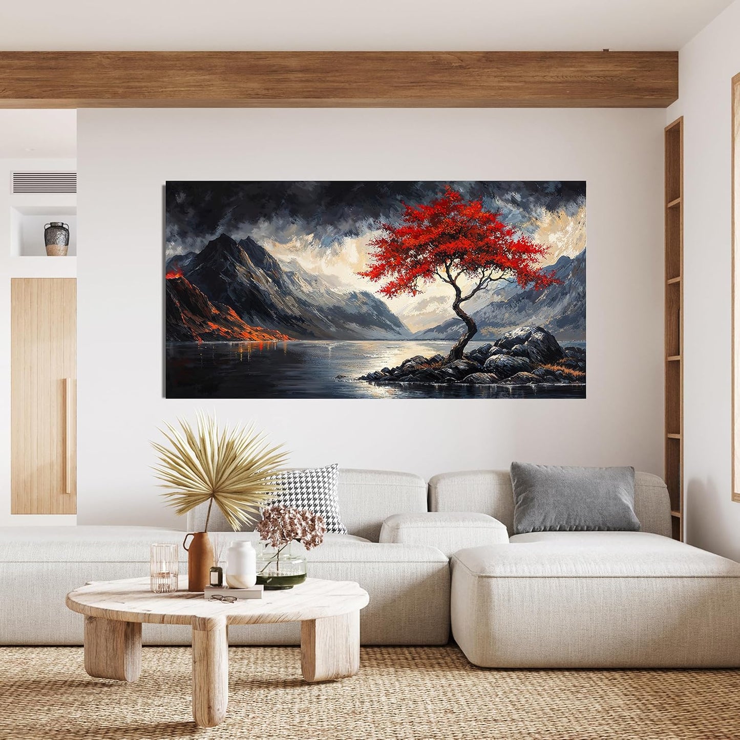 Canvas Wall Art Decor Black and White Vintage Wall Art Wall Art Pictures for Living Room Large Landscape Wall Art Prints Art Work for Wall Decor Red Artwork for Walls Bedroom Office Decor 29" X 58"