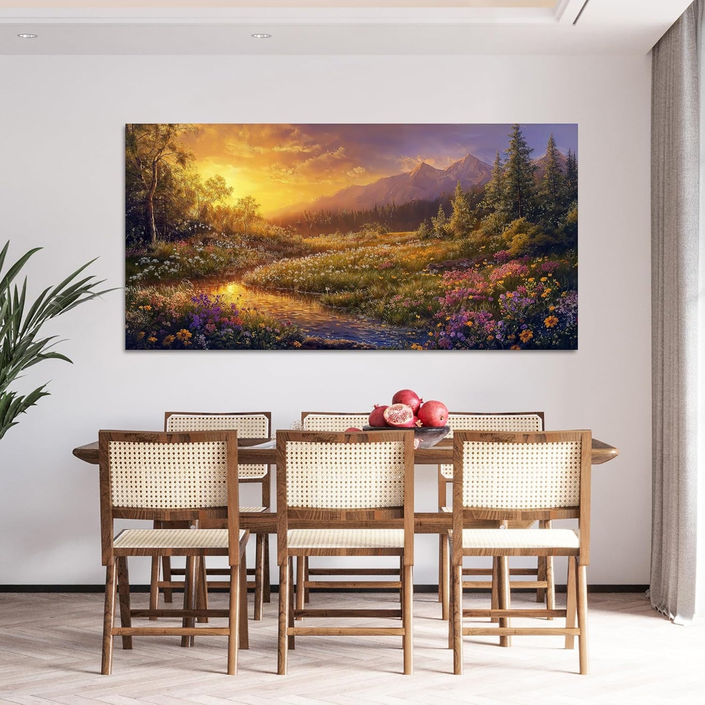 Canvas Oversized Wall Art Decor Wall Art Pictures for Living Room Artwork for Walls Large Vintage Landscape Art Prints Canvas Art Wall Decor Countryside River Wall Art Bedroom Home Wall Decor 29"X58"