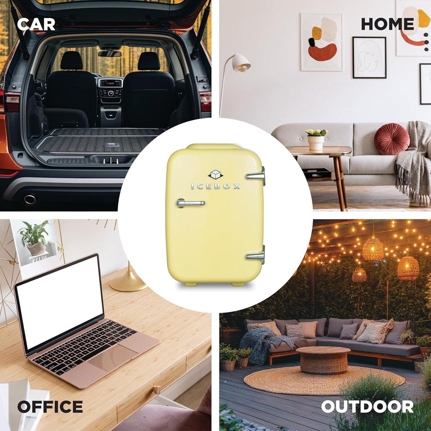 IBMF4SUN Fridge for Bedroom, Skincare, Portable Cooler & Warmer for Makeup, for Office & Home Refrigerator, Mini (4 L / 6-Can), Sun Yellow