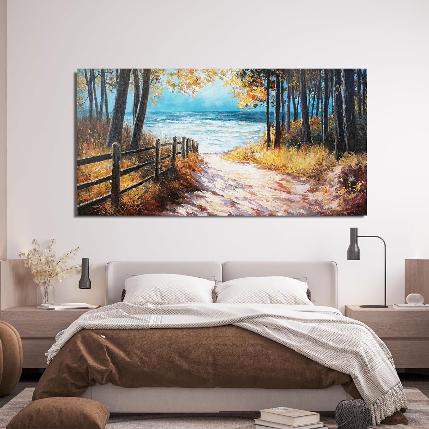 Canvas Wall Art Decor Artwork for Walls Nature Forest Wall Art Decor Canvas Modern Art Wall Decor Coastal Beach Forest Wall Art for Living Room Art Work Prints for Home Office Room Wall Decor 20"X40"