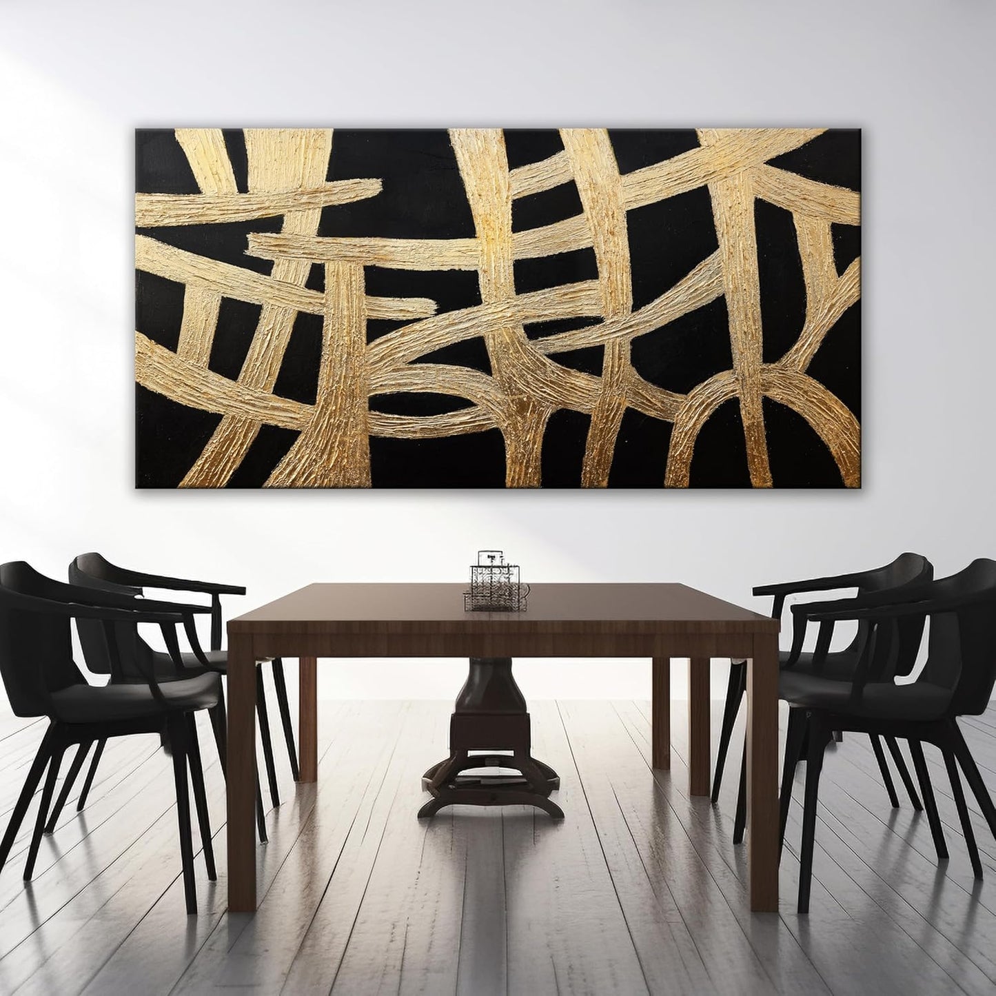 Abstract Wall Art Paintings Wall Decor Large Canvas Wall Art Decor Black And Gold Lines Texture Wall Art Artwork Modern Minimalist Wall Art Living Room For Room Bedroom Office Wall Decor 29"X58"