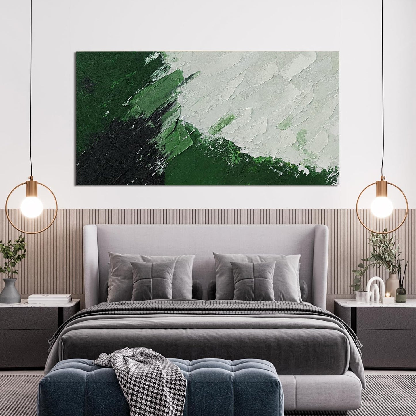AIXMGSJS Canvas Wall Art Decor Wall Art Pictures for Living Room Canvas Art Wall Decor Green Abstract Wall Art Prints Modern White Wall Art Abstract Artwork for Walls Home Office Decor 20" X 40"