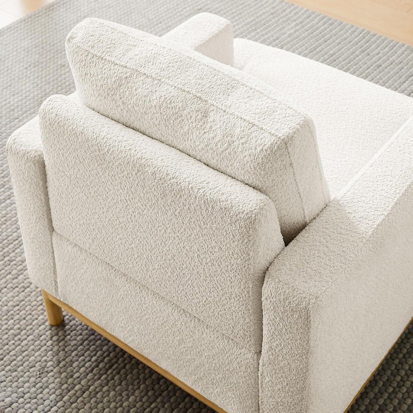 Oversized Accent Chair, Mid Century Modern Upholstered Armchair for Living Room, Comfy Chair for Bedroom Reading Chair, Single Sofa for Small Space with Rubberwood Base