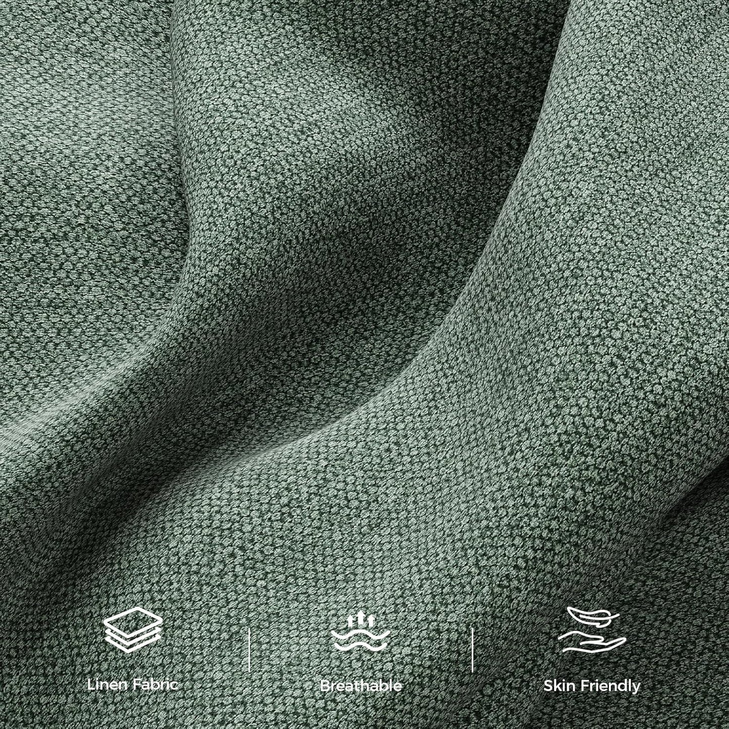 89” Futon Sofa Bed, Linen Comfy Futon Couch Bed with 2 Square Pillows, Convertible Sleeper Sofa with Adjustable Backrest& Armrests, Modern Loveseat Sleeper for Living Room, Bedroom, Green