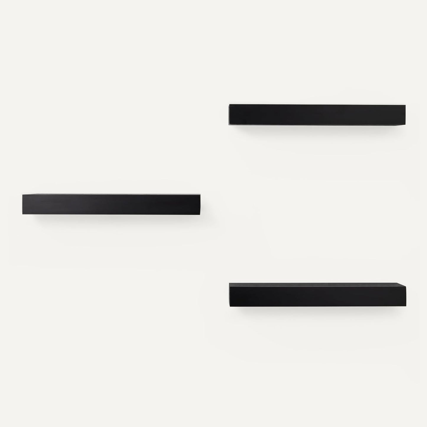 Amazon Basics Wood Floating Wall Shelves, Pack of 3, Black, 15.8" x 5" x 1.8"