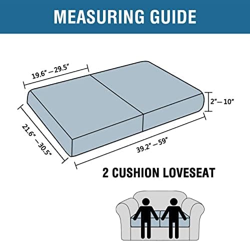 H.VERSAILTEX Super Stretch Individual Seat Cushion Covers Sofa Covers Couch Cushion Covers Slipcover Sets Thick Jacquard Textured Twill Fabric (2 Piece Medium Sofa Cushion Covers, Dusty Blue)