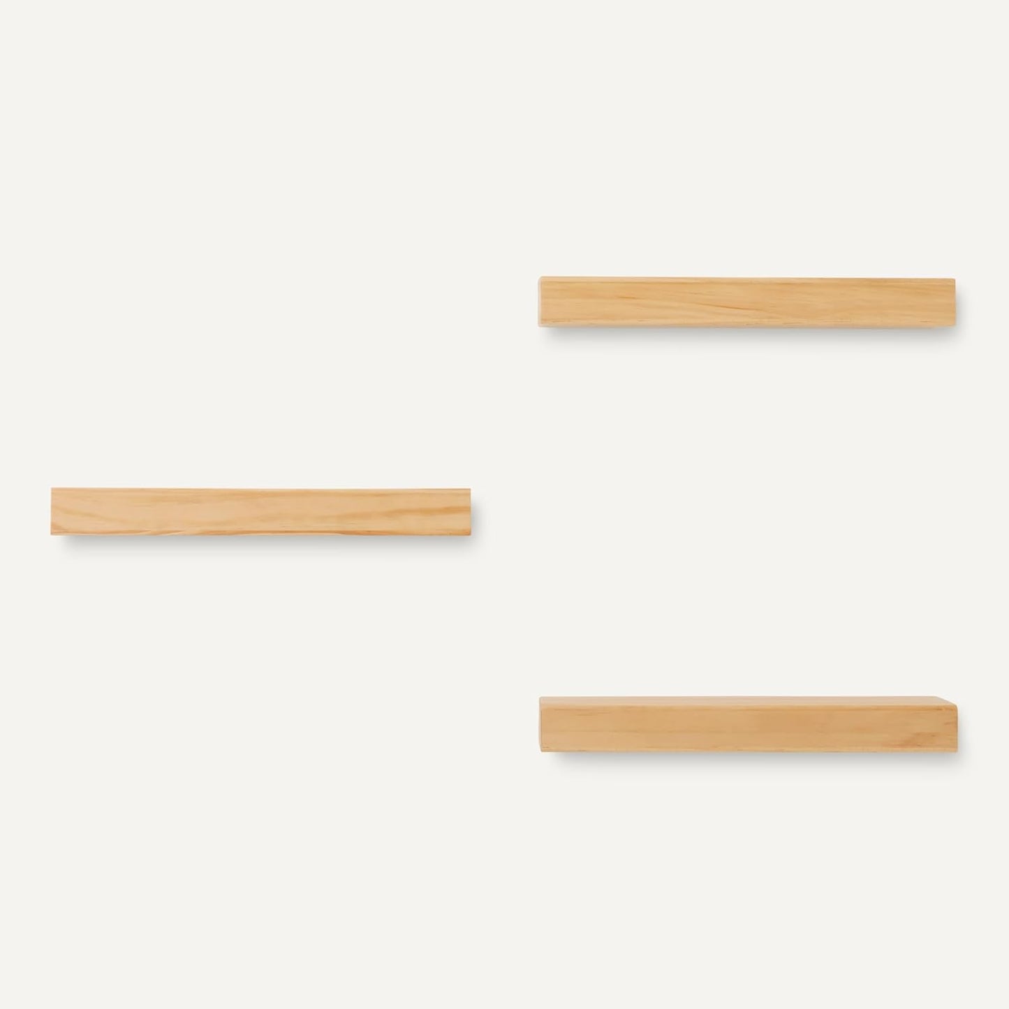 Amazon Basics Wood Floating Wall Shelves, Pack of 3, Pine, 15.8" x 5" x 1.8"