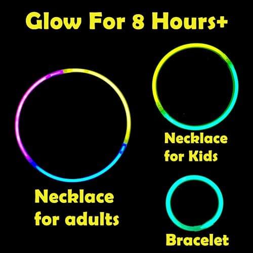 GiftExpress Glow Sticks 150Pk - 8" Assorted Neon Color Glow In The Dark Glowsticks - Bulk Light Up Party Accessories to Make Necklaces, Bracelets, Decorations for Party Favor - Bright