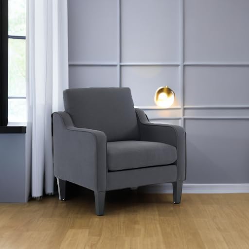 VINGLI Accent Chairs for Living Room Chairs Mid Century Modern Chair Sofa Chair Upholstered Arm Chair with Scooped Arms for Bedroom, Apartment, Office, Studio, Waiting Room, Play Room