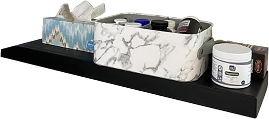 Joel's Antiques - 30 Inch Wooden Floating Shelves for Wall - 30x8x2 in - Made of Natural Wood - Heavy Duty Rustic Wall Shelves for Bedroom - Perfect for Living Room, Kitchen - Black