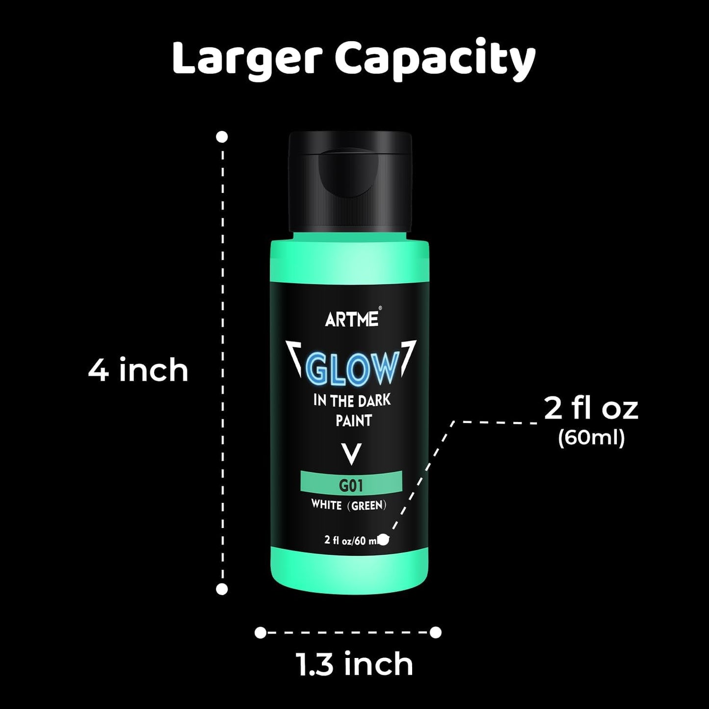 ARTME Glow in The Dark Paint, 10 Bright Colors 60ml/2oz Blacklight Paint Set, Neon Craft Paint, Acrylic Glow Fluorescent Paint Perfect for Art Painting, DIY projects, Halloween and Christmas Decoration