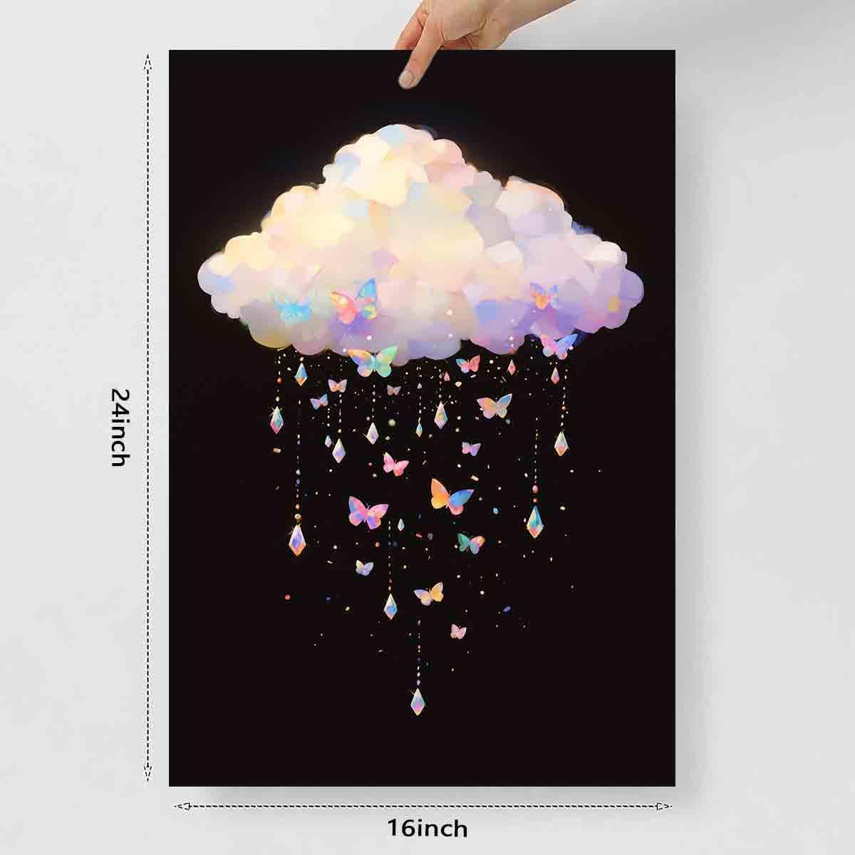 Black And White Cloud Wall Art Abstract Clouds Wall Art Rain Cloud Pictures Colorful Butterfly Picture Abstract Sky Painting Modern Abstract Prints Aesthetics Living Room Decor 16x24inch No Frame