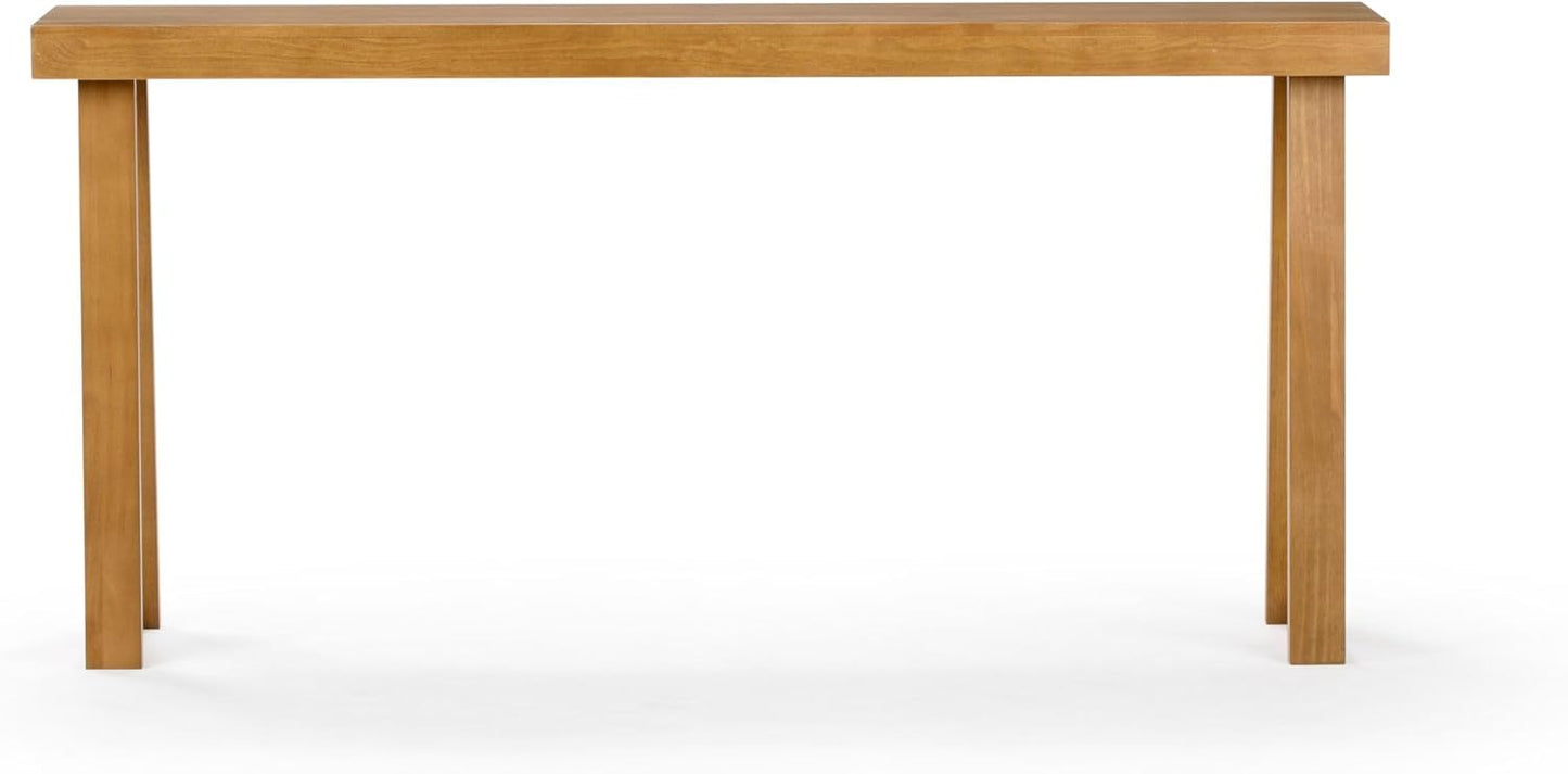 Plank+Beam Solid Wood Console Table, 66 Inch, Sofa Table, Narrow Entryway Table for Hallway, Behind The Couch, Living Room, Foyer, Easy Assembly, Pecan