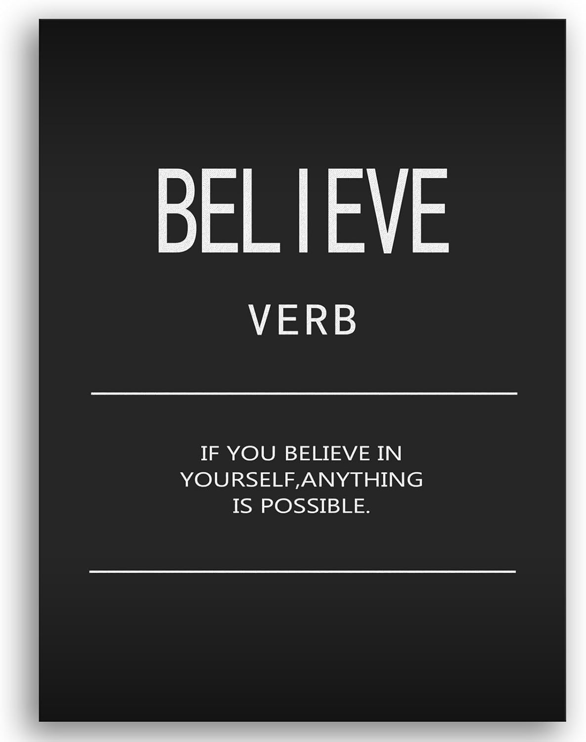 Believe Verb Inspirational Canvas Wall Art Motivational Positive Posters Wall Decor Painting Picture Printed Artwork for Living Room Modern Home Office Decor Framed Ready to Hang[18" W x 24" H]