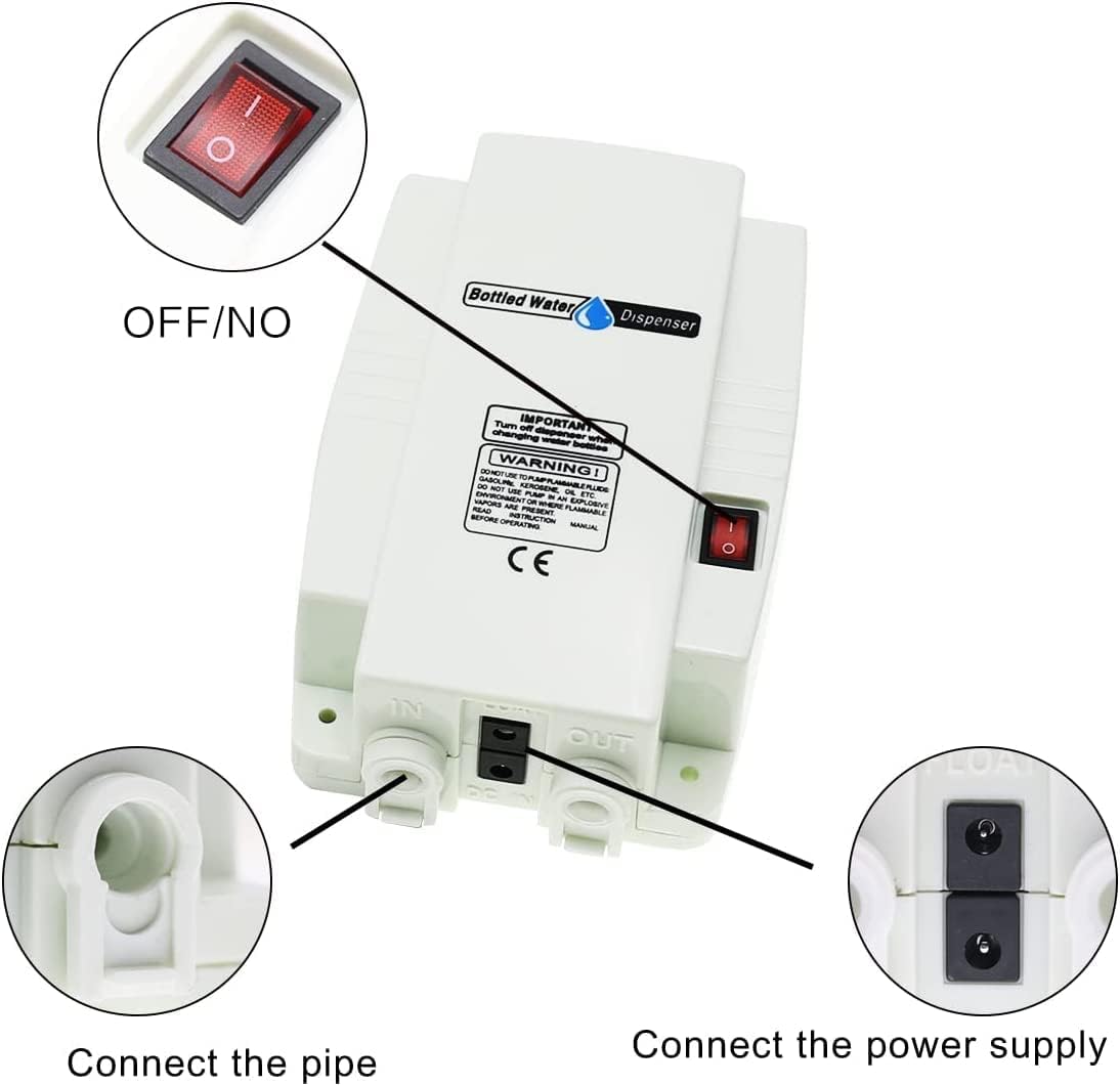 Bottled Water Dispenser Pump System with Single Inlet, 110V 60PSI Drinking Water Electric Water Pump,Compatible with Coffee/Tea Maker, Water Dispenser,Ice Maker,Refrigerator