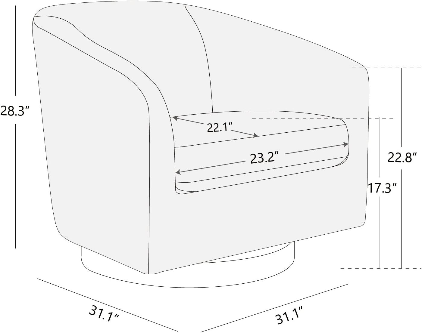 CHITA Swivel Accent Chair, FSC Certified Upholstered Fabric Barrel Chair for Living Room, Fully Assembled, Flax Beige